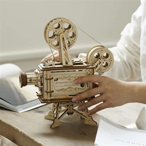 Rokr 3d Wooden Puzzle Film Projector Vitascope Mechanical Gear Film