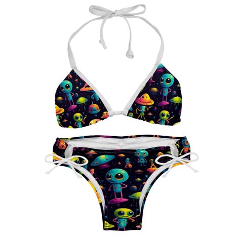 Alien Bikini Set Swim Suit Detachable Sponge Adjustable Strap Two Pack