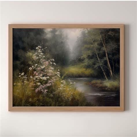 Printable Wildflower Creek Forest Cottage Core Décor Oil Painting