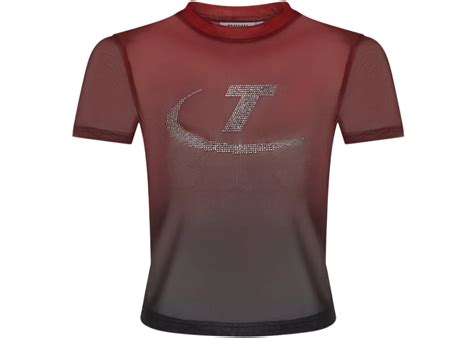 Trapstar Womens Hyperdrive Diamante T Mesh Top Red Gradient Ss23 Us