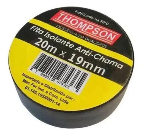 Fita Isolante Thompson Antichamas 20 Metros 19mm Preto MercadoLivre