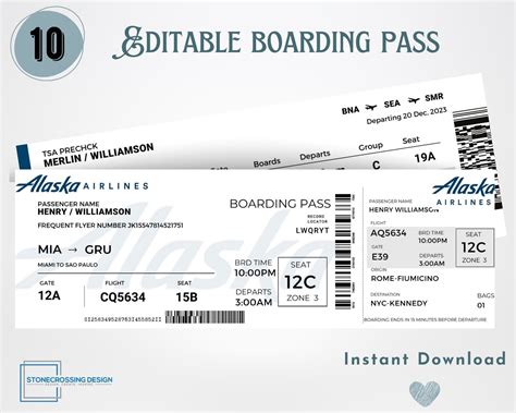 Editable Airline Boarding Pass Ticket Template Surprise Trip Ticket Printable Airline Ticket