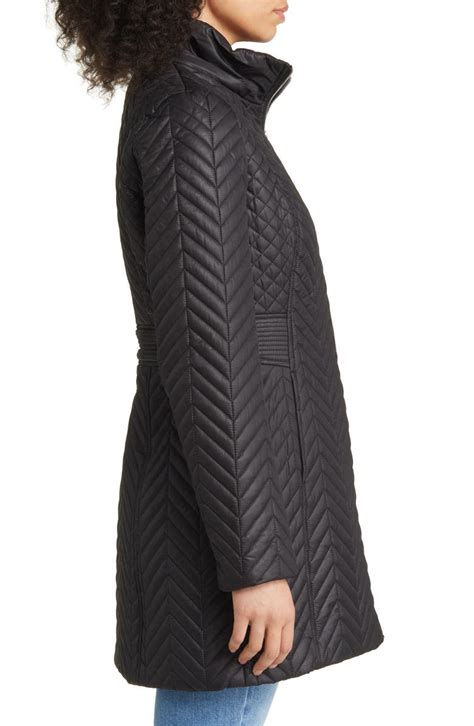 Via Spiga Herringbone Quilted Water Resistant Hooded Jacket Nordstrom