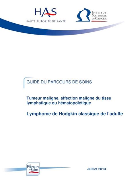 Pdf Lymphome De Hodgkin Classique De Ladulte Guide Du Parcours De