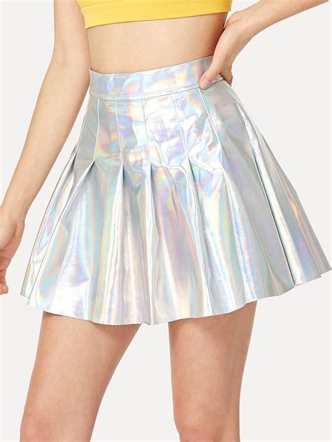 Shein Metallic Box Pleated Skirt Box Pleat Skirt Skirt Trends Skirt