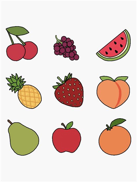 Fruit Emojis Sticker For Sale By Chbrwi Redbubble