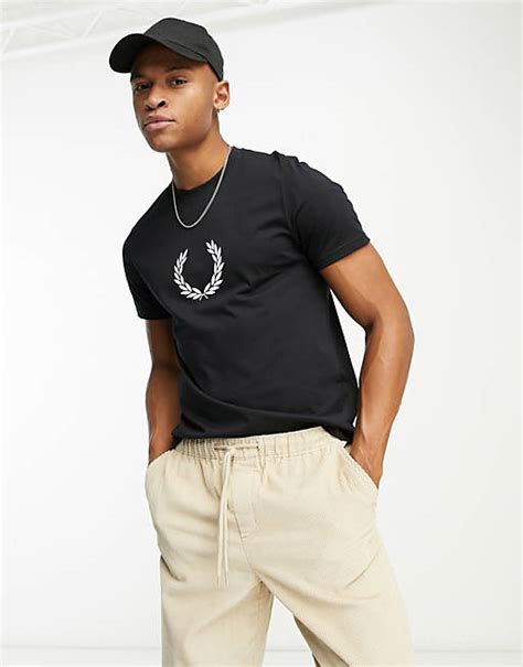 Fred Perry Laurel Wreath Graphic T Shirt In Black Asos