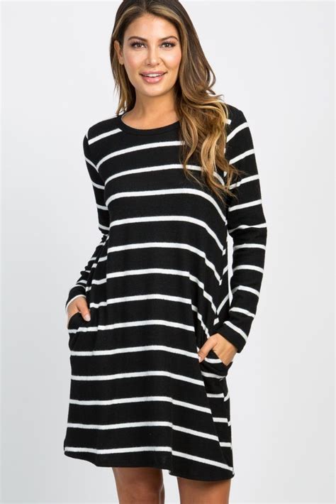 Black Striped Long Sleeve Knit Dress Long Sleeve Knit Dress Event