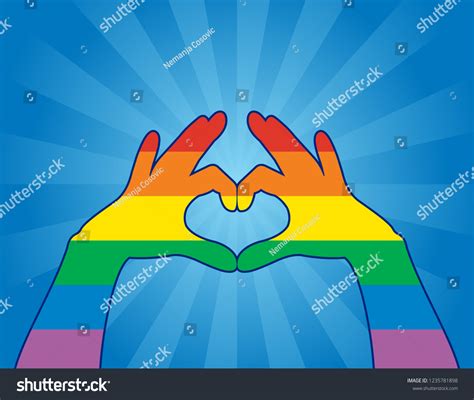 Hands Heart Shape Lgbt Rainbow Color Stock Vector Royalty Free 1235781898 Shutterstock