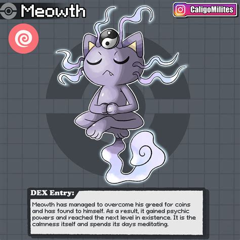 Psychic Type Meowth Fakemon Pokemon By Caligomilites On Deviantart