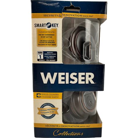 Weiser Single Cylinder Deadbolt Door Lock Smart Key Rustic Bronze Canadawide Liquidations