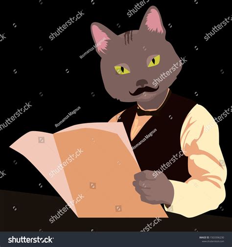 Humorous Picture Detective Cat Vector Illustration Stock Vector ...