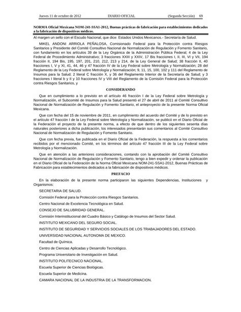 Pdf Norma Oficial Mexicana Nom 241 Ssa1 2012 Buenas Para La