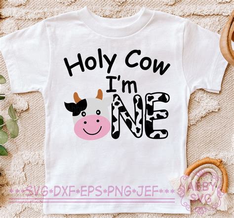 Holy Cow I M One Cow Svg First Birthday Birthday Svg Cricut Cut File