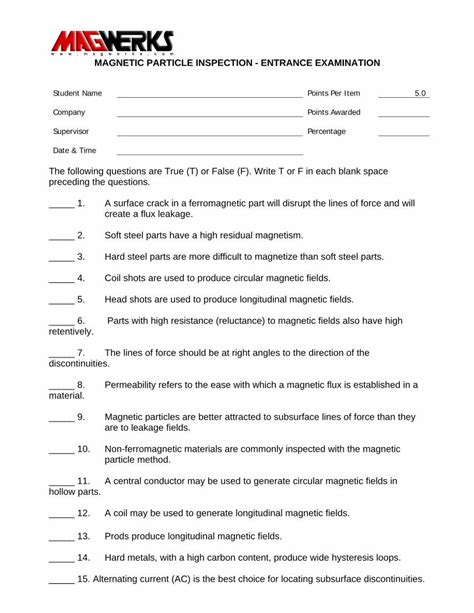 Pdf Magnetic Particle Inspection Magwerks Entrance Examination