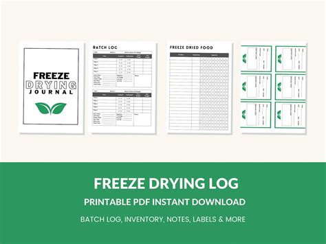 Freeze Dryer Batch Log Book Journal Printable Planner Harvest Right