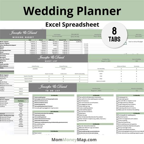 Wedding Planner Excel Spreadsheet Template, Useful Engagement Gift Idea for Couples, Happy ...