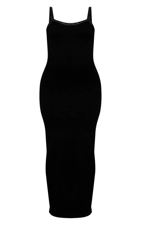 Black Contour Sculpt Strappy Lace Midaxi Dress Dresses