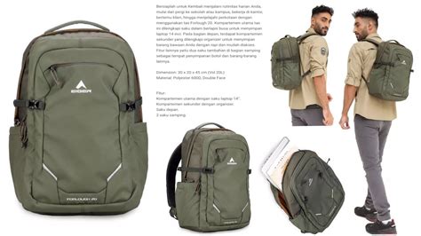 EIGER FORLOUGH 20L LAPTOP 14 BACKPACK OLIVE 910007710 TAS EIGER