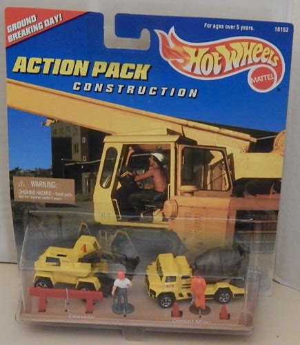 Hot Wheels Construction Action Pack Excavator Cement Mixer Diorama Miniatures EBay