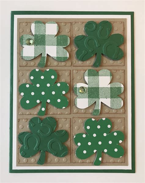 Handmade St Patricks Day Card A2 Shamrocks By Juliespapercrafts On Etsy St Patricks Day