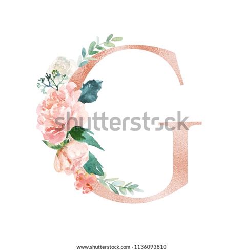 Floral Alphabet Blush Peach Color Letter Ilustraci N De Stock