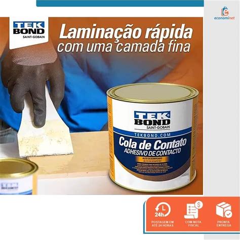 Cola Adesivo De Contato Fixação Colar Vinil Madeira Couro Lata 750g