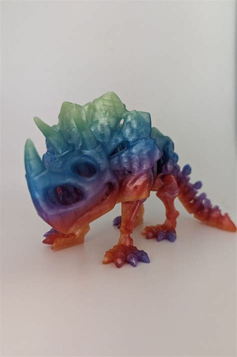 Flexible Articulated Skeleton Triceratops Dinosaur D Printed Fidget