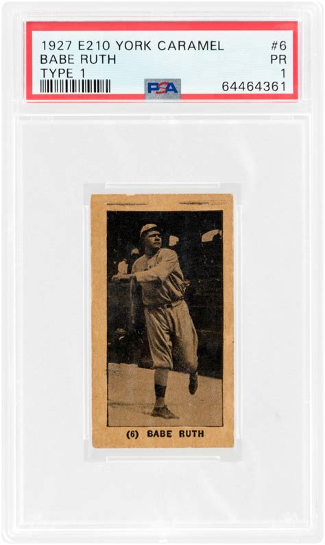 Hake S York Caramel Type E Babe Ruth Hof Psa Poor