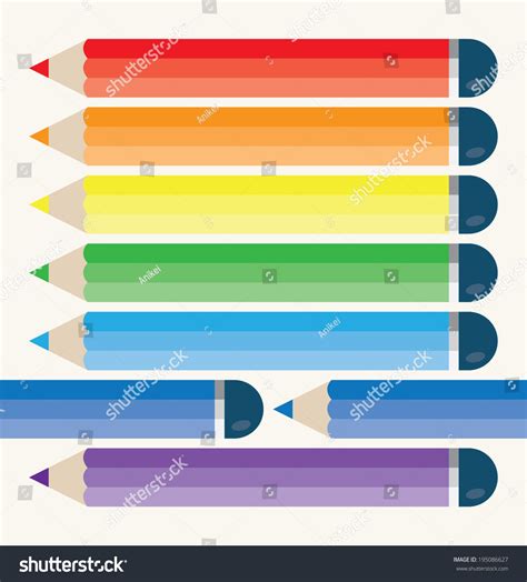 Rainbow Multi Colored Pencils Copy Space Stock Vector (Royalty Free