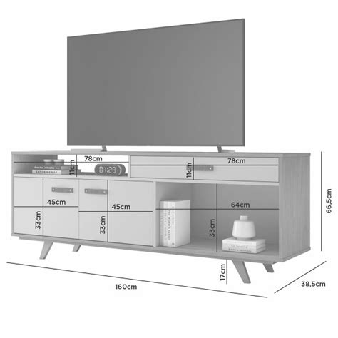 Rack para TV Até 65 Polegadas ímpar 2 Portas 1 Gaveta Café Off White