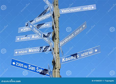 City Distance Sign Stock Photo - Image: 41060351