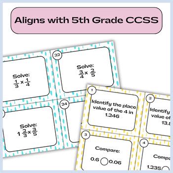 End Of Year Th Grade Math Review Task Cards Test Prep Task Cards