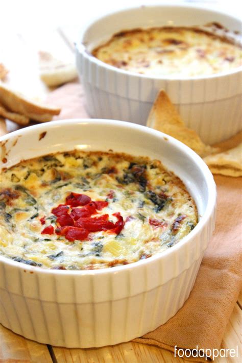 Hot Cheesy Spinach And Roasted Red Pepper Artichoke Dip Recipe Food