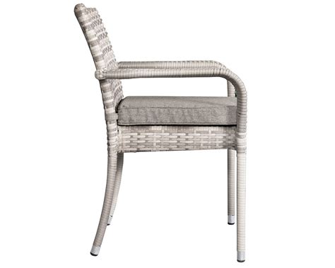 Roma 6 Stackable Chairs And Rectangular Dining Table In Grey Rattan