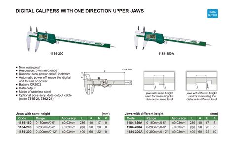 Digital Calipers With One Direction Upper Jaws Insize Co Ltd