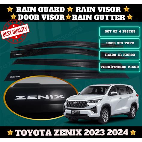 TOYOTA INNOVA ZENIX 2023 2024 RAIN VISOR RAIN GUTTER DOOR VISOR DOOR