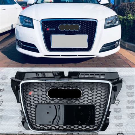 Rs Style Chrome Ring Honeycomb Front Bumper Grille For Audi A S