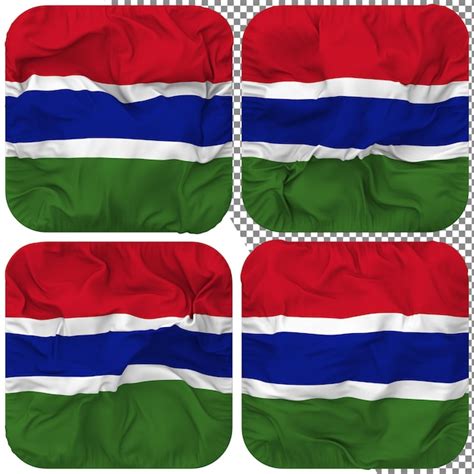 Premium Psd Gambia Flag Squire Shape Isolated Different Waving Style Bump Texture 3d Rendering