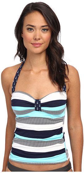 Pm Tommy Bahama Bold Stripe Mini Anchor Halter Cup Tankini