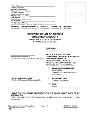 Fillable Online Superiorcourt Maricopa Rdenes De Modificaci N