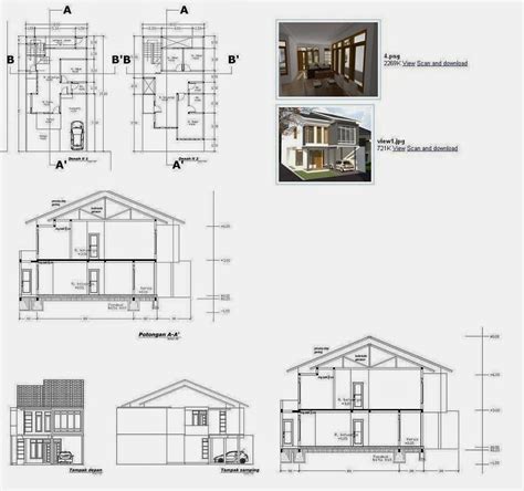 Denah Rumah Lantai Lengkap Dengan Tampak Dan Potongan Nbkomputer