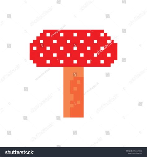 Pixel Art Amanita Mushroom Cartoon Retro Stock Vector Royalty Free