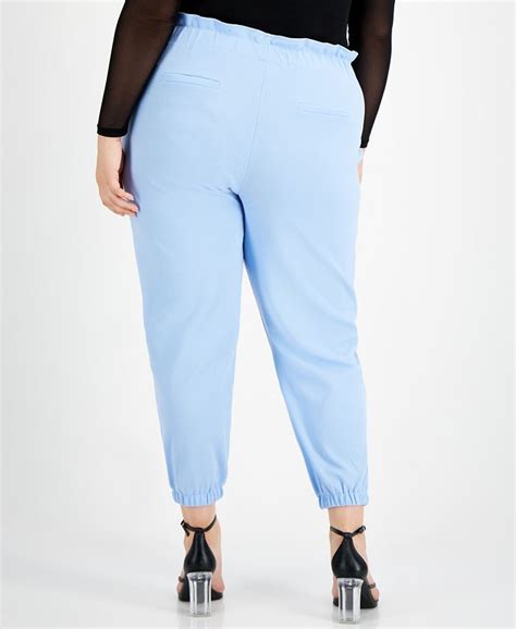 Bar Iii Trendy Plus Size Paperbag Waist Jogger Pants Created For Macy