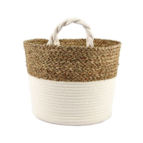 Wholesale Straw Basket Woven Seagrass Natural Rattan Handmade Storage