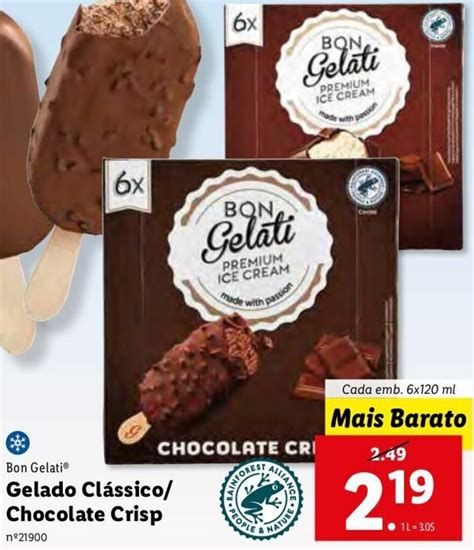 Promo O Bon Gelati Gelado Cl Ssico Chocolate Crisp Em Lidl