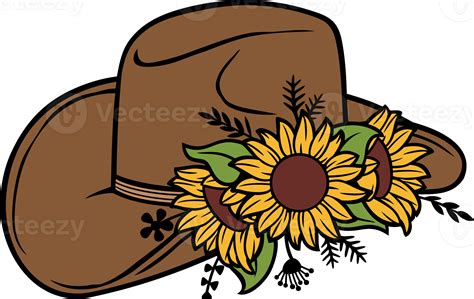 Floral Cowboy Hat With Sunflowers And Plants PNG Illustration 24785973 PNG