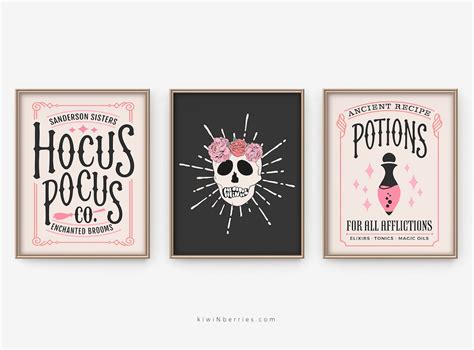 Pastel Halloween Prints Witch Poster Set Witchy Wall Decor Halloween Printables Witchcraft