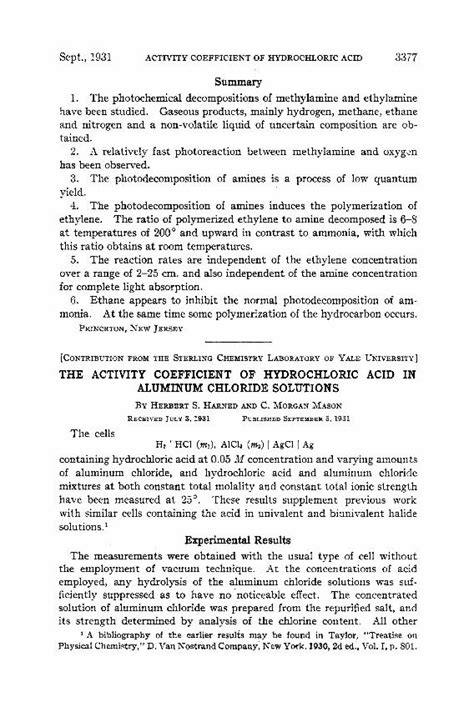 Pdf The Activity Coefficient Of Hydrochloric Acid In Aluminum