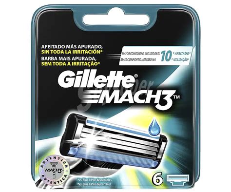 Gillette Mach3 Recambio De Cuchillas Con Tres Hojas Para Maquinilla De